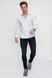 Men's Beige Saldera Slim Fit Slim Fit Printed Solid Collar Long Sleeve Shirt 100350686
