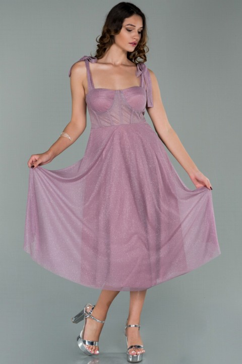 Evening & Party Dresses - Evening Dress Sleeveless Glittery Midi Evening Dress 100297366 - Turkey
