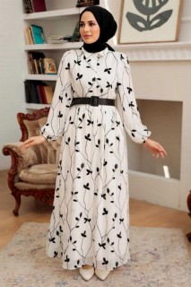 Daily Dress - White Hijab Dress 100341521 - Turkey