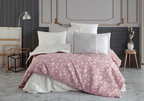 Carmen Double Quilted Duvet Cover Set Dried Rose 100332454
