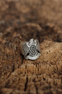 Silver Rings 925 - Adjustable Seljuk Eagle Arma Men's Ring 100326502 - Turkey