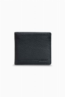 Wallet - Schwarze, einzeln genarbte Herren-Geldbörse aus Leder 100345790 - Turkey
