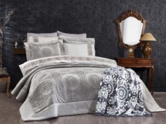 Bed Covers - Mitgift Land Jennifer 4-teiliges Tagesdecken-Set Grau Schwarz 100332054 - Turkey