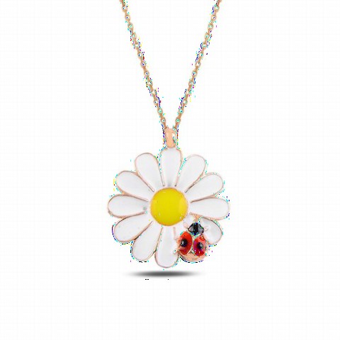 Other Necklace - Daisy and Ladybug Motif Sterling Silver Necklace 100347130 - Turkey