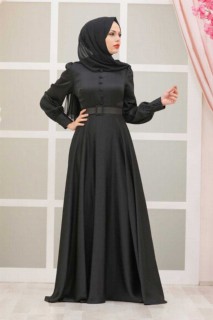 Wedding & Evening - Black Hijab Evening Dress 100337520 - Turkey