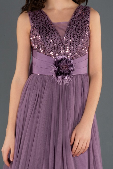 Kids Evening Dress With Sequins Sequined Flower Detailed 100297745