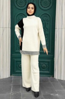 Ecru Hijab Knitwear Double Suit 100345008