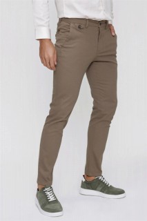 Men's A-Brown Cotton Slim Fit Side Pocket Linen Trousers 100351262