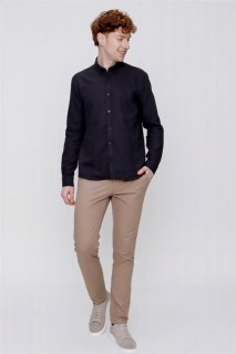Men's Black 100% Cotton Jacquard Slim Fit Slim Fit Shirt 100350890