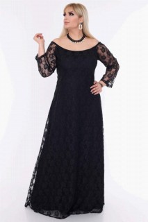 Long evening dress - فستان سهرة مقاسات كبيرة برقبة مطاطية كاملة الأنبوب 100276299 - Turkey