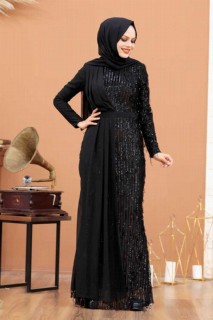 Black Hijab Evening Dress 100338026