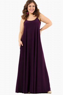 Evening Cloths - Large Size Sports Pocket Long Dress With Straps 100276257 - Turkey