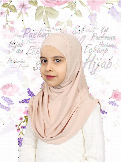 Girls Hijab - Beige - Code: 78-12 - Turkey