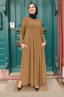 Daily Dress - Biscuit Hijab Dress 100337994 - Turkey