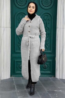 Woman Clothing - Mink Hijab Knitwear Cardigan 100345020 - Turkey