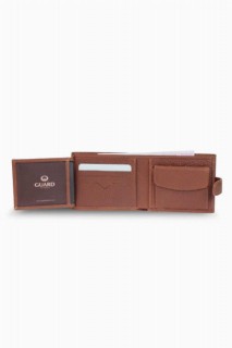 Horizontal Tan Genuine Leather Men's Wallet with Pat 100346284