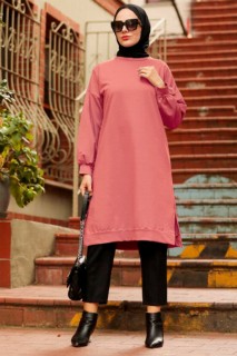 Woman Clothing - Dusty Rose Hijab Tunic 100338747 - Turkey