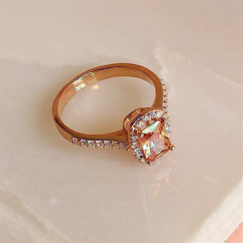 jewelry - Orange Effect Solitaire Women's Sterling Silver Ring 100347289 - Turkey