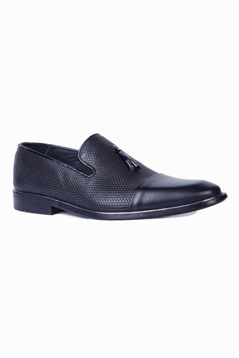 Shoes - حذاء جلد أنالين كلاسيكي بشراشيب أسود للرجال من ​​100350568 - Turkey