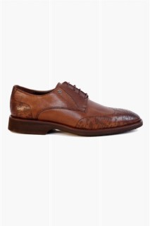 Men's Brown Casual Lace-Up Pieced Leather Shoes 100350601