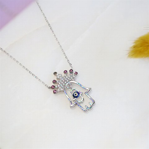 Other Necklace - Evil Eye Beaded Fatma Ana Hand Silver Women's Necklace 100349179 - Turkey