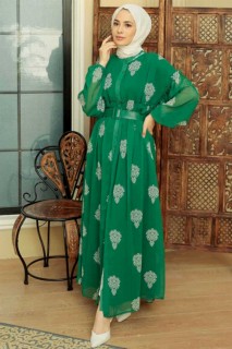 Clothes - Green Hijab Dress 100341687 - Turkey