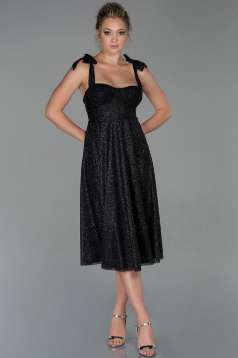 Evening & Party Dresses - Evening Dress Sleeveless Glittery Midi Evening Dress 100297365 - Turkey