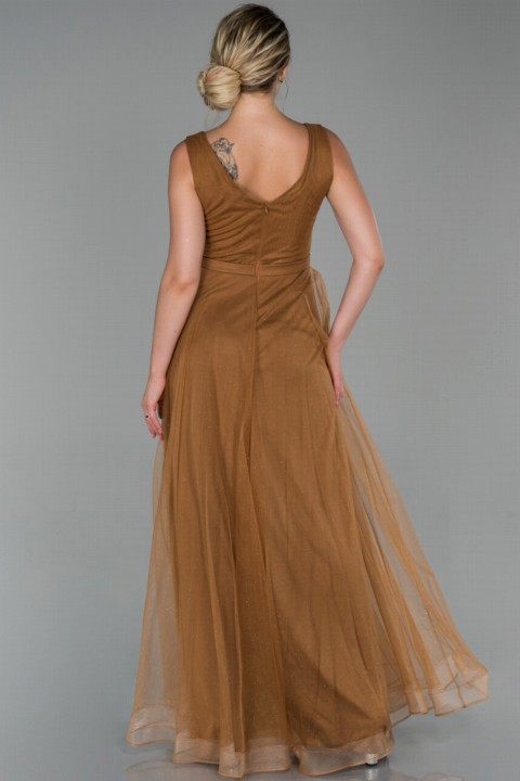 Evening Dress Sleeveless Waist Glittery Tulle Long Evening Dress 100297425