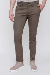 Men - Men's Khaki Cotton Jacquard Slim Fit Slim Fit Side Pocket Trousers 100351382 - Turkey