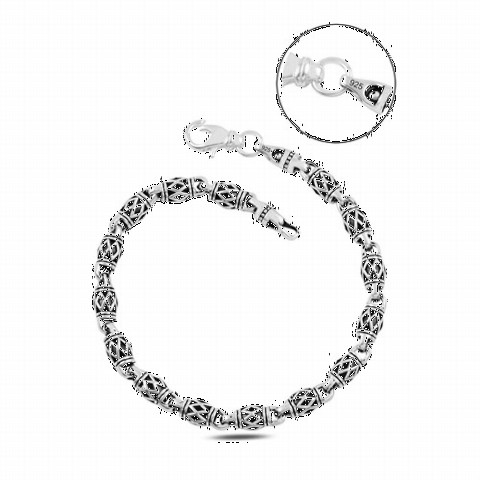 Bracelet - Diamond Patterned Interlaced Silver Bracelet 100346579 - Turkey