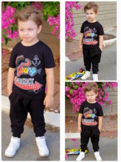 Boy Young Printed Black Tracksuit Suit 100326723