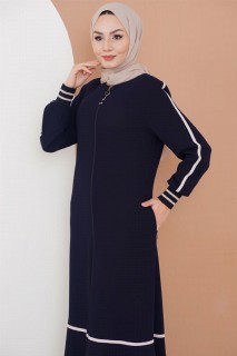 Outwear - Women's Sleeves Striped Abaya 100342669 - Turkey