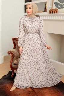 Clothes - Beige Hijab Dress 100340857 - Turkey