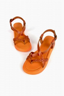 Clara Orange Deri Sandals 100344365