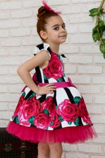 Girl's New Great Rose Model Striped Fuchsia Dress 100328185