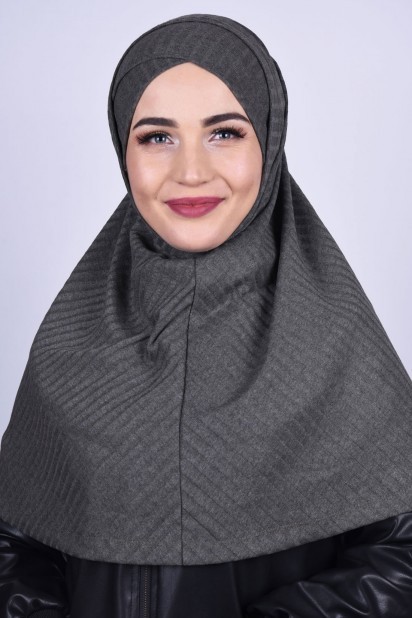 Cross Style - Cross Bonnet Knitwear Hijab Khaki Green 100285226 - Turkey