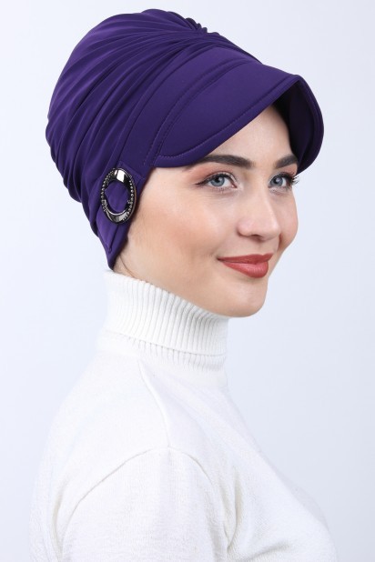 Buckled Hat Bonnet Purple 100285190 - Turkey