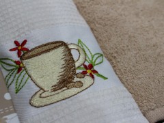 Land of Dowry Cross-stitch Embroidered Double Kitchen Napkin Brown 100331479
