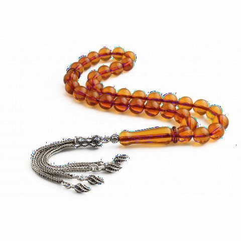 Rosary - مسبحة فضية مطرزة باللون الكهرماني الأصلي 100352194 - Turkey