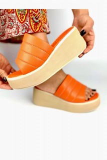 Heels & Courts - Pauline Orange Wedge Heel Slippers 100344318 - Turkey