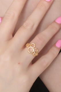 Rings - Gold Color Circle Figure Women's Ring 100327639 - Turkey