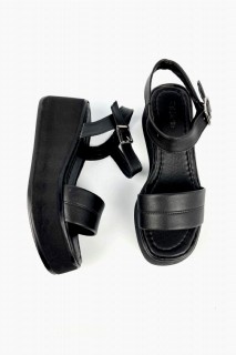 Heels & Courts - Madison Black Filled Sole Sandals 100344306 - Turkey