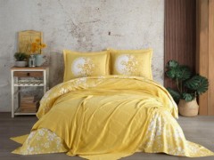 Bedding - Dowry Rainbow Embroidered Pique Set Yellow 100332495 - Turkey