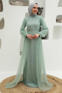 Evening & Party Dresses - Robe de soirée hijab menthe 100339805 - Turkey