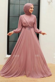 Powder Pink Hijab Evening Dress 100340336
