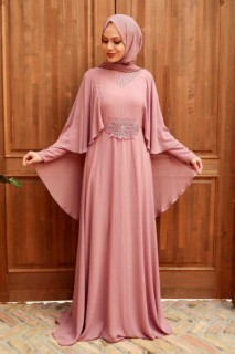 Evening & Party Dresses - Robe de soirée Hijab Dusty Rose 100339589 - Turkey