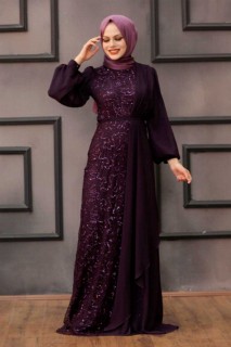 Evening & Party Dresses - Pulum Color Hijab Evening Dress 100338039 - Turkey