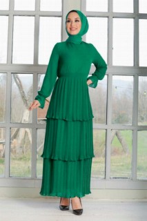 Clothes - Grünes Hijab-Kleid 100337232 - Turkey