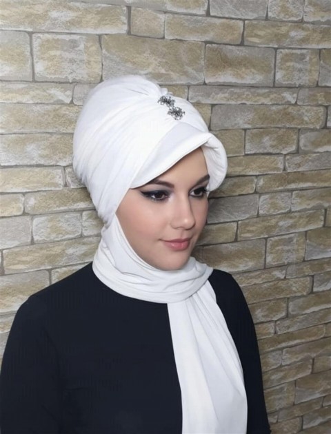 Woman Bonnet & Hijab - قبعة عملية جاهزة بالحجارة - Turkey