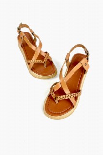 Clara Tan Leather Sandals 100344374